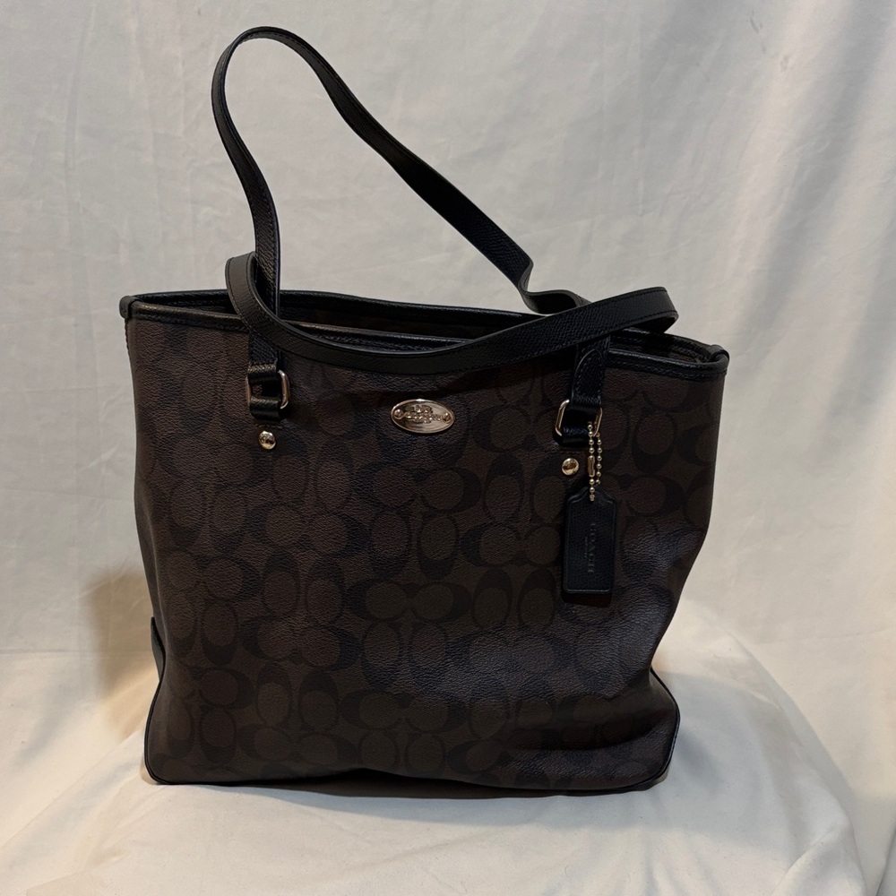 Coach Signature Black and Brown Tote Bag